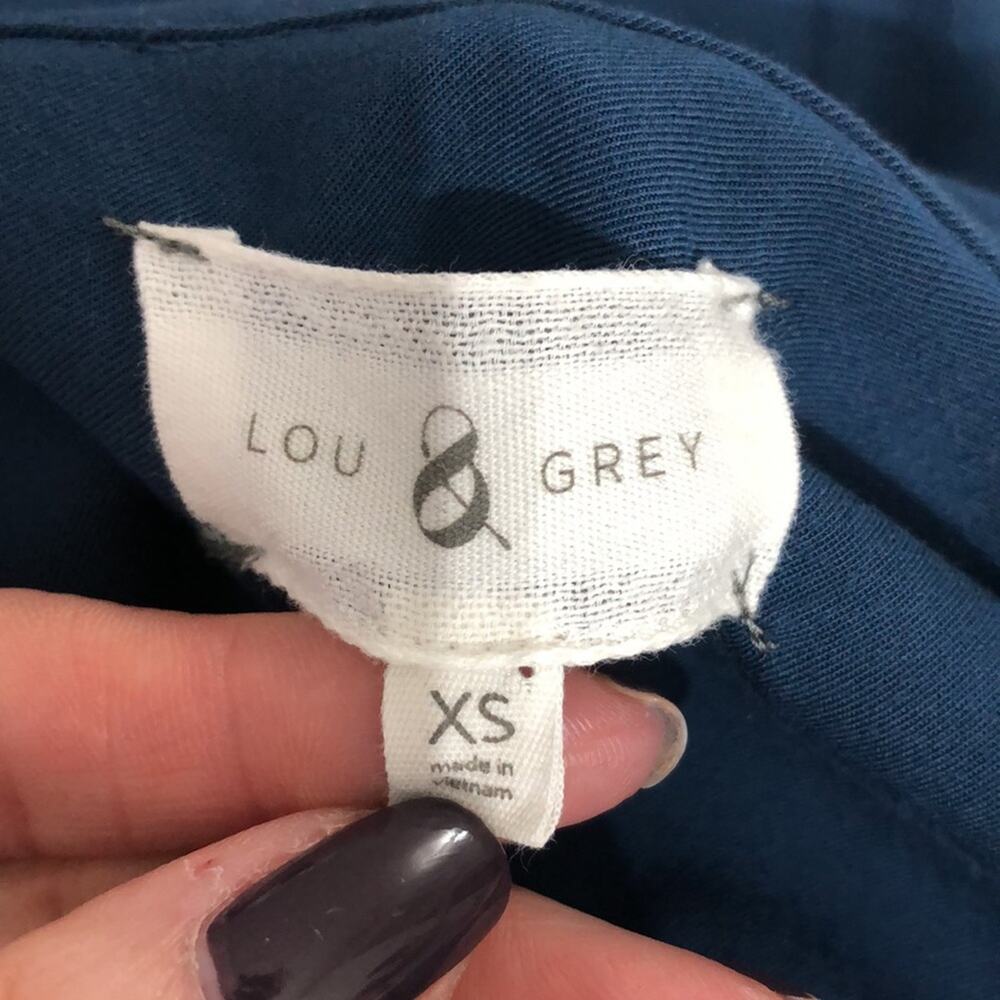 Lou & Grey Blue Twill Drawstring Shirtdress XS EUC - Picture 5 of 7